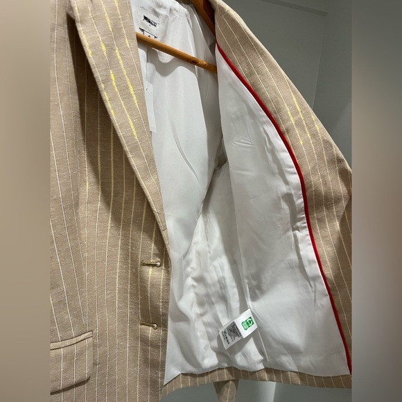 J. Crew Pinstripe linen-blend schoolboy blazer in Light Khaki Lurex Stripe 4 NEW - Picture 7 of 11